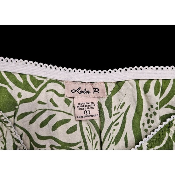 Lola P Green Boho Floral Maxi Skirt High Low Large - Picture 6 of 7